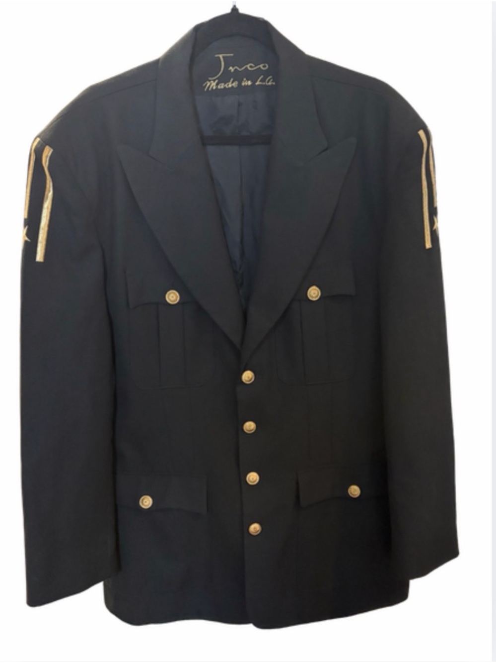 Vintage JNCO Black with Gold Button Statement Jacket Medium